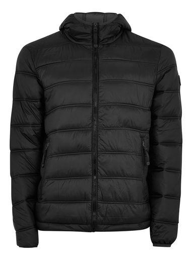 Topman Mens Black Hooded Liner Jacket