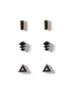 Topman Mens Silver Mixed Metal Enamel Inlay Geo Stud Earrings*