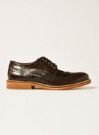 Topman Mens Red Burgundy Leather Royal Brogue Shoes