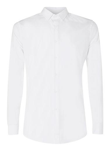 Topman Mens White Stretch Skinny Fit Long Length Dress Shirt