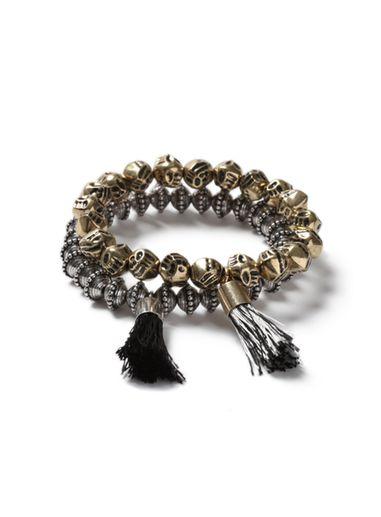 Topman Mens Multi Mixed Metal Tassle Bracelets 2 Pack*