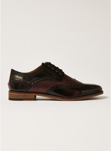 Topman Mens Red Burgundy Leather Hale Brogues