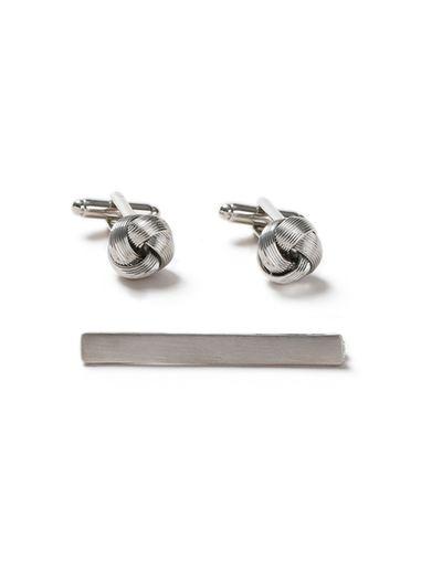 Topman Mens Silver Cufflink And Tie Pin