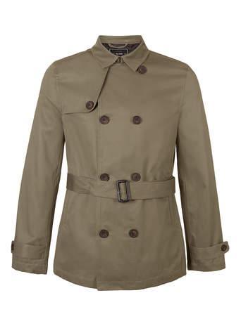 Topman Khaki Double Breasted Cropped Trench Coat