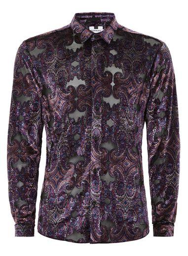 Topman Mens Multi Purple Paisley Print Shirt