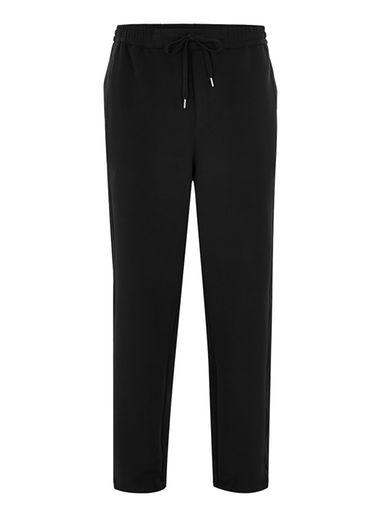 Topman Mens Black Wide Leg Joggers With Blue Piping
