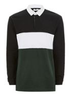 Topman Mens Green Panel Rugby Top