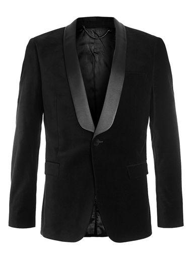 Topman Mens Black Velvet Blazer