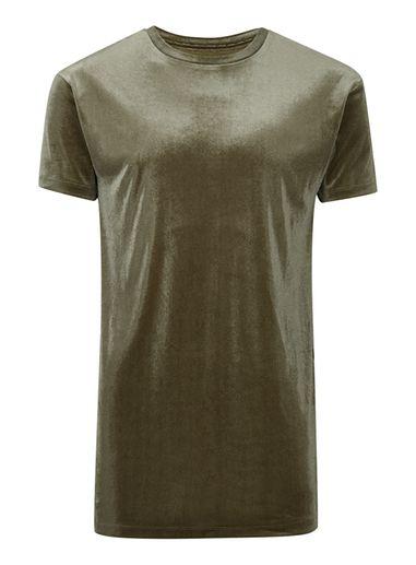 Topman Mens Khaki Velour Muscle Longline T-shirt