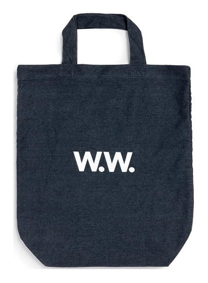 Topman Mens Wood Wood Navy Blue Denim Tote Bag