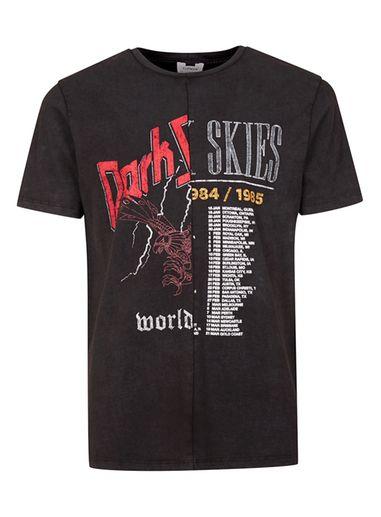 Topman Mens Washed Black Spliced Band T-shirt