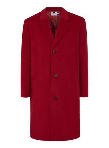 Topman Mens Red Oversized Overcoat With Wool