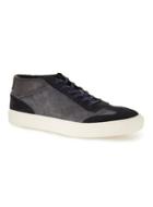Topman Mens Blue Navy Leather And Suede Retro Boots