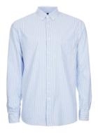 Topman Mens Blue And White Stripe Oxford Shirt