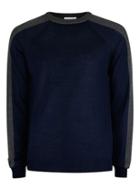 Topman Mens Blue Premium Navy And Grey Merino Blend Slim Fit Sweater
