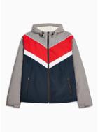 Topman Mens Multi Grey Color Block Borg Lined Jacket