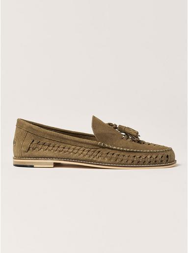 Topman Mens Khaki Suede Weave Mantis Loafers