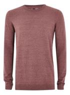 Topman Mens Red Burgundy Twist Side Ribbed Sweater