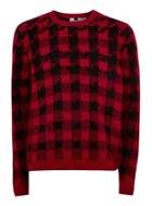 Topman Mens Red And Black Houndstooth Jumper