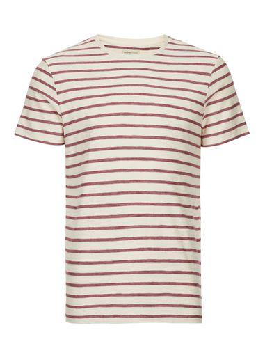 Topman Mens Brown Selected Homme Off White And Red Stripe T-shirt