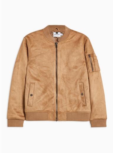 Topman Mens Stone Faux Suede Bomber Jacket