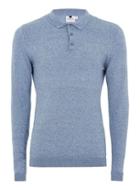 Topman Mens Blue And White Muscle Fit Knitted Polo