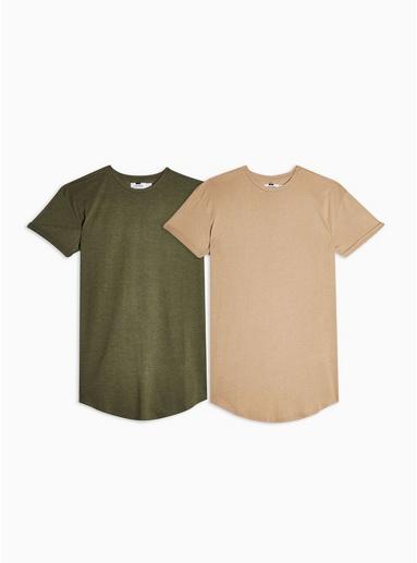 Topman Mens Multi Assorted Colour Longline T-shirt 2 Pack*