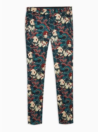 Topman Mens Black Japan Printed Super Skinny Pants