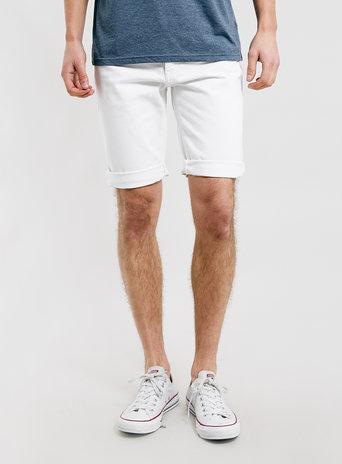 Topman Mens White Denim Skinny Shorts