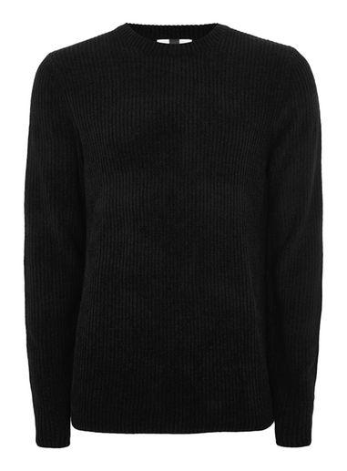 Topman Mens Black Chenille Sweater