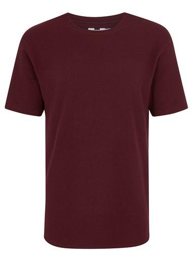 Topman Mens Red Burgundy Waffle T-shirt