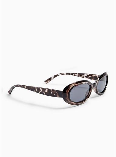 Topman Mens Grey Tortoiseshell Oval Sunglasses