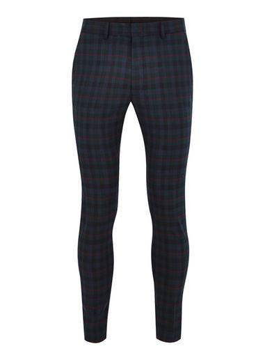 Topman Mens Navy Check Spray On Pants
