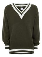 Topman Mens Ltd Khaki Cricket Jumper