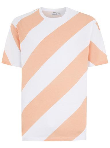 Topman Mens Orange Apricot Stripe T-shirt