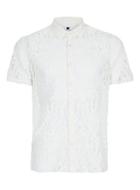 Topman Mens White Ivory Lace Short Sleeve Casual Shirt