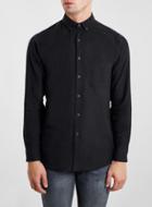 Topman Mens Black Brushed Twill Long Sleeve Casual Shirt