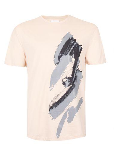 Topman Mens Brown Topman Premium Stucco Pink Splat Print T-shirt