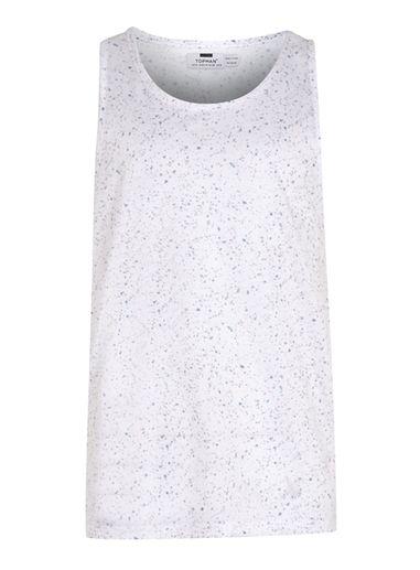 Topman Mens Blue Navy Ditsy Print Tank Top