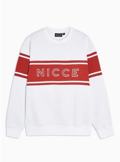 Nicce Mens Nicce Red And White Logo Panel Sweatshirt