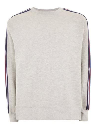 Topman Mens Grey Taping Sweatshirt
