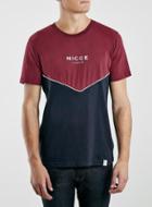 Topman Mens Nicce Red And Navy Panel T-shirt
