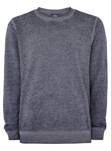 Topman Mens Navy Wash Sweatshirt