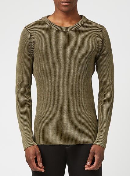 Topman Mens Green N1sq Khaki Knitted Sweatshirt*