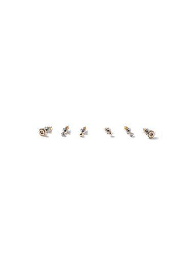 Topman Mens Metallic Antique Gold Look Crystal Stud Earring Pack*