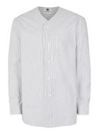 Topman Mens White/grey Stripe Baseball Style Casual Shirt