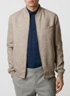 Topman Mens Beige Stone Wool Blend Tailored Bomber Jacket