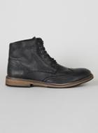 Topman Mens Selected Homme Black Leather Brogue Lace Boots