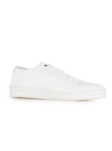 Topman Mens Drape White Leather Sneakers