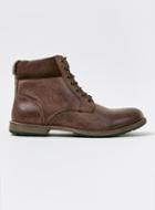 Topman Mens Brown Leather Cuff Boots